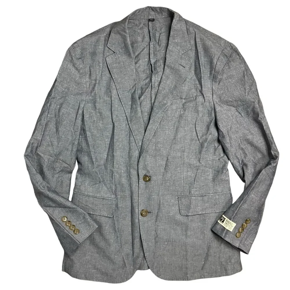 J Crew Blazer Mens 36S Gray Linen Blend Ludlow Unstructured‎ Baird McNutt AU428